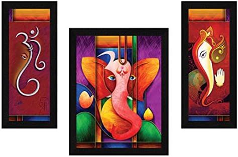 SAF paintings UV Textured Ganesh Modern Art Print Framed Painting Set ...