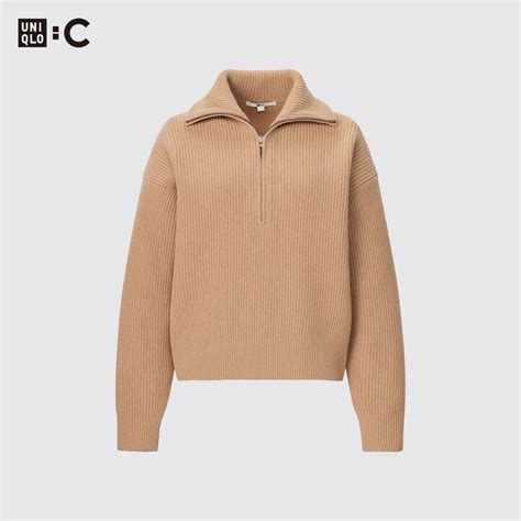 Uniqlo Premium Lambswool Half Zipped Jumper Outlet Mall - Uniqlo Women ...