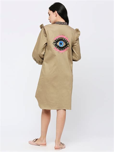 Enchanting Charm: A Brown Sequin Evil Eye Maternity Nursing Cotton Shi ...