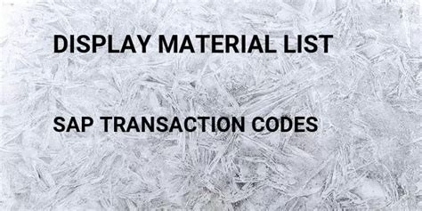 SAP Tcode for Material List 的图像结果