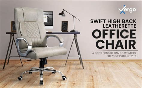 Vergo Swift Ergonomic High Back Leatherette Office Chair with Fixed ...