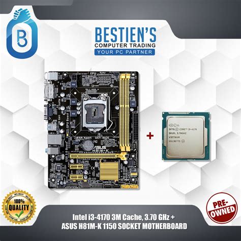 Intel i3-4170 3M Cache, 3.70 GHz + ASUS H81M-K 1150 SOCKET MOTHERBOARD ...