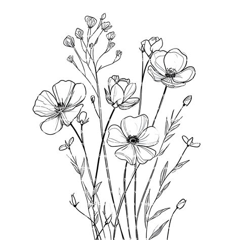 Flowers Black And White Clip Art