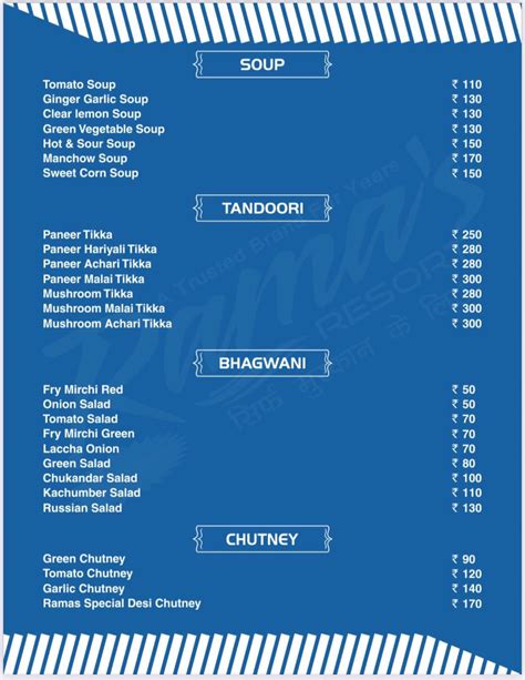 Menu at Rama's Resort - Best Luxury Resorts In Jaipur, Gunsi, NH -52 ...