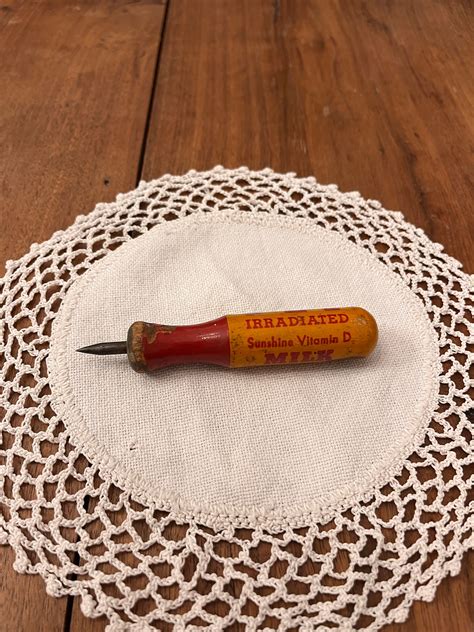 Antique PET Evaporated Milk Opener, Advertising, Wooden, Kitchen, 1950s ...