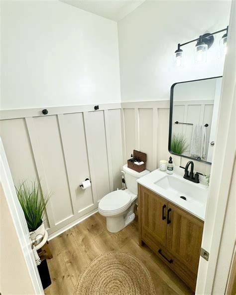 Half Bath with Board and Batten and Wood Sink
