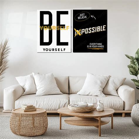 Motivational Metal Poster Set of 2 – Inspirational Quote Wall Frame Dé ...