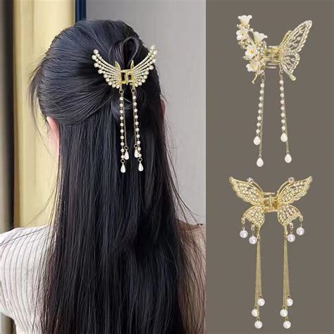 Metal Butterfly Hairpin with Tassel Pendant - Elegant Hair Accessory f ...
