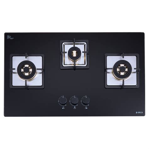 Elica Hob 3 Burner Auto Ignition Glass Top With Direct Flame Full Brass ...