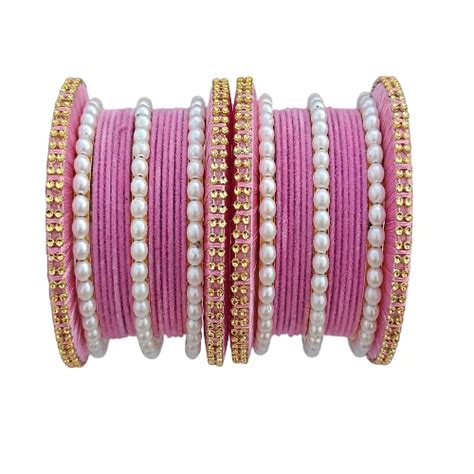Buy Elegant Alloy Women & Girl's Bagdi Velvet Pearl Moti Bangles ...