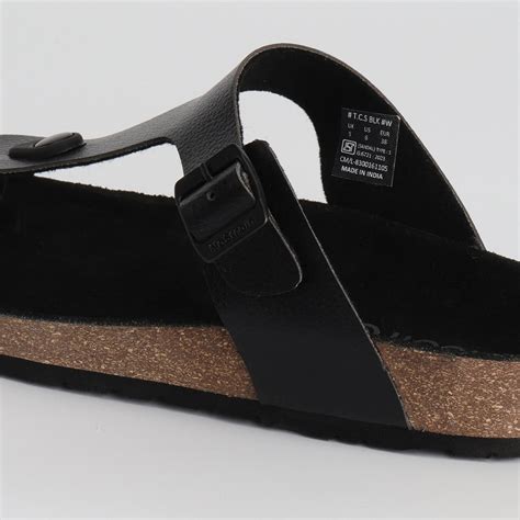 Stylish Black Thong Cor Leather Sandals for Women - NoStrain