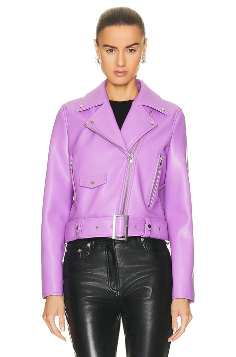 STAND STUDIO Esmeralda Faux Leather Biker Jacket in Violet | FWRD