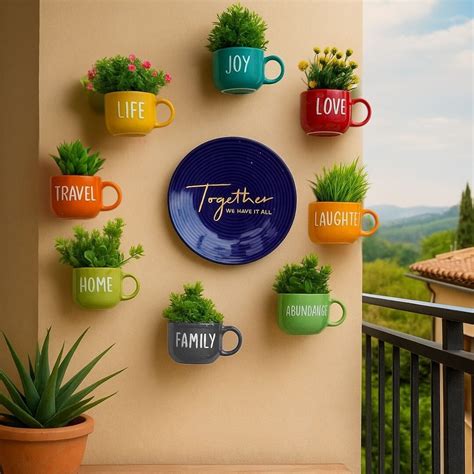 Ceramic Cup Planters | Happy Words Wall Decor | Personalised Gifts for ...