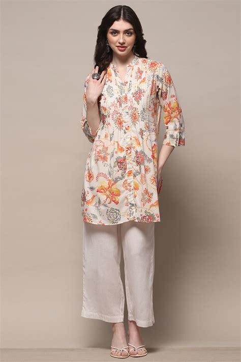 Buy Off White Cotton Regular Pant Online at Biba India