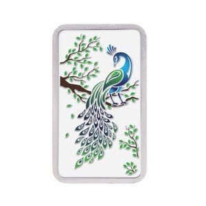 Pure Silver Double Peacock Colored 999 Silver Bars - Silver Palace