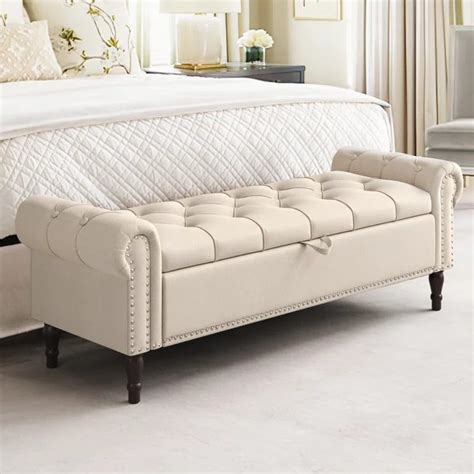 LEGACY OF COMFORT Dawsey Upholstered Storage Bench 2 Seater Sofa ...