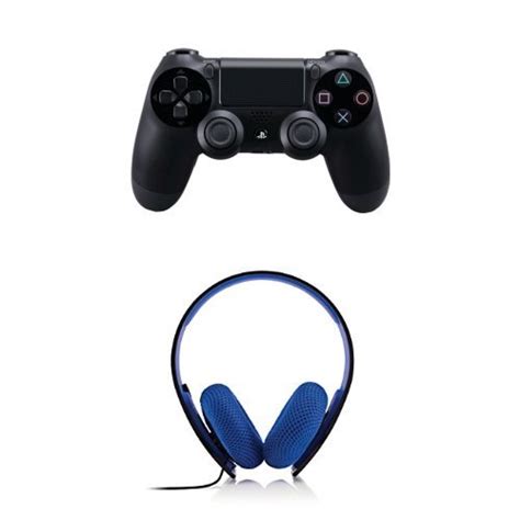 Sony DualShock 4 Wireless Controller (Black) + PlayStation Silver Wired ...