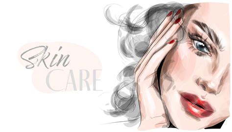 Routine De Soins De La Peau. Croquis De Femme De Mode. Concept De Beauté Spa. Illustration ...