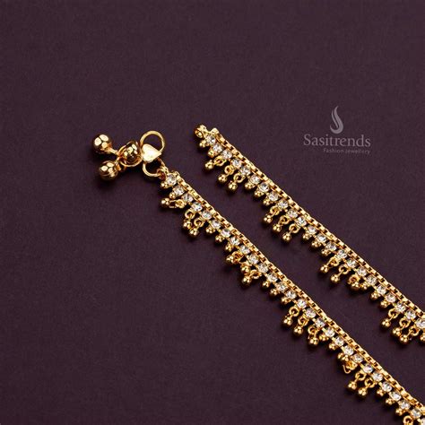 Dazzling Micro Gold Plated Anklets with Diamond Accents - Sasitrends