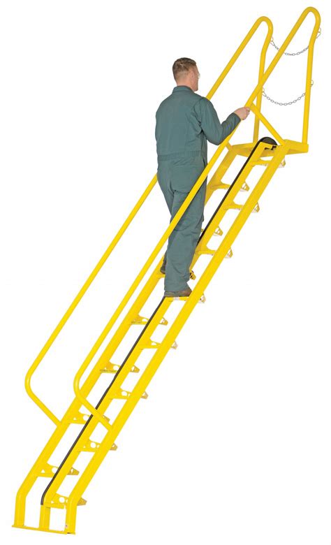 VESTIL Steel Alternating Tread Stairs, 120 in Top Step Height, 350 lb ...