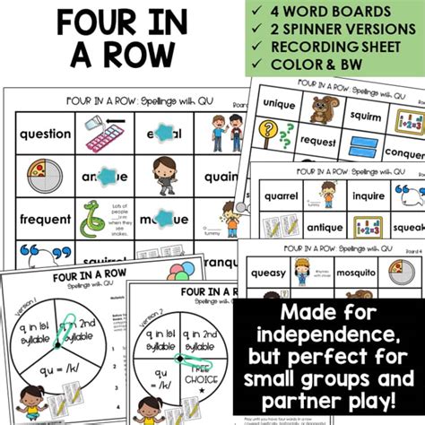 QU Digraph in Multi Syllable Words QU Activities and Spelling Games ...