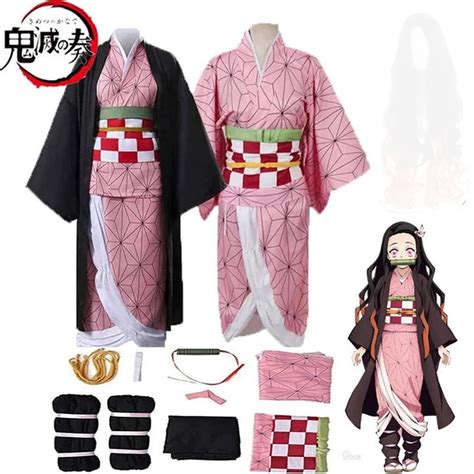 Buy Anime Demon Slayer Cosplay Costume Kimetsu no Yaiba Nezuko Kamado ...