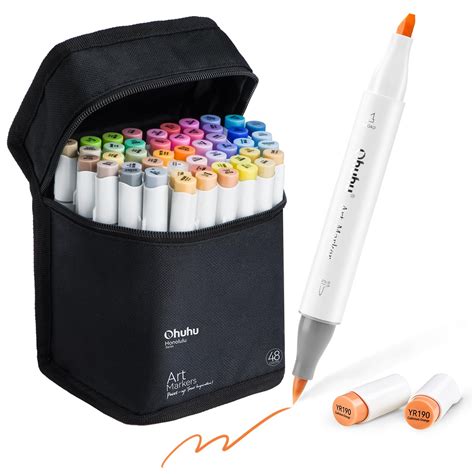 Buy OhuhuAlcohol Brush Markers 48 Mid-tone Colors- Double Tipped ...