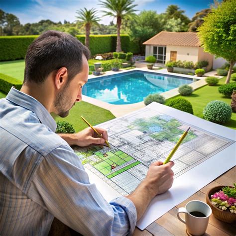 Landscape architect design backyard plan for villa project | Premium AI ...