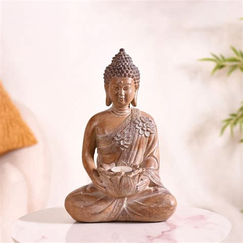 Spiritual Lotus Buddha Showpiece With Tealight Holder Online - Premium ...