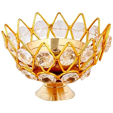 Buy Trm Crystal Bowl Pooja Diya/Oil Lamp - Small, Perfect For ...
