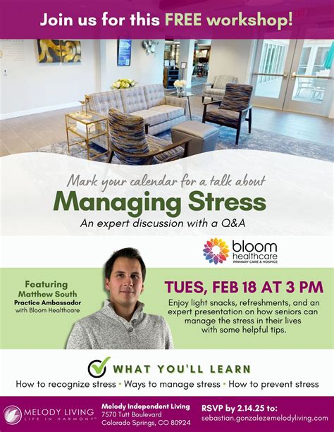 Managing Stress Workshop for Seniors, 7570 Tutt Blvd, Colorado Springs ...