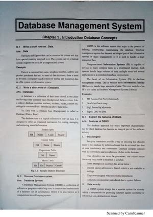 DBMS 1,2 - data base notes - Database Systems - Studocu