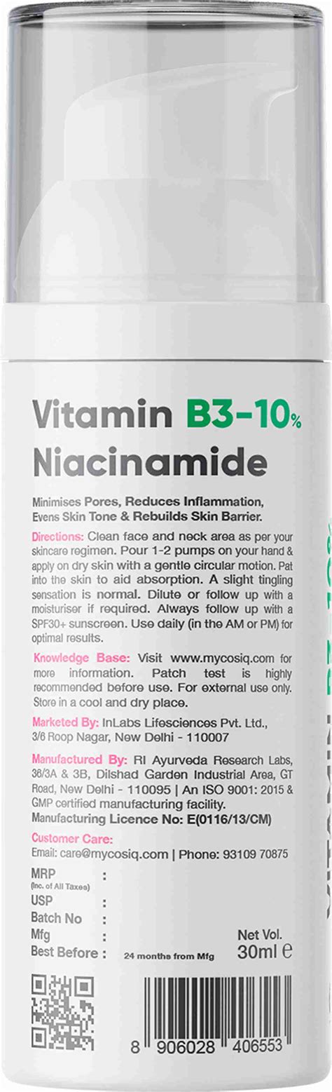 Cos-IQ Niacinamide Vitamin B3-10% Daily Use Face Serum 30ml | 1% Multi ...