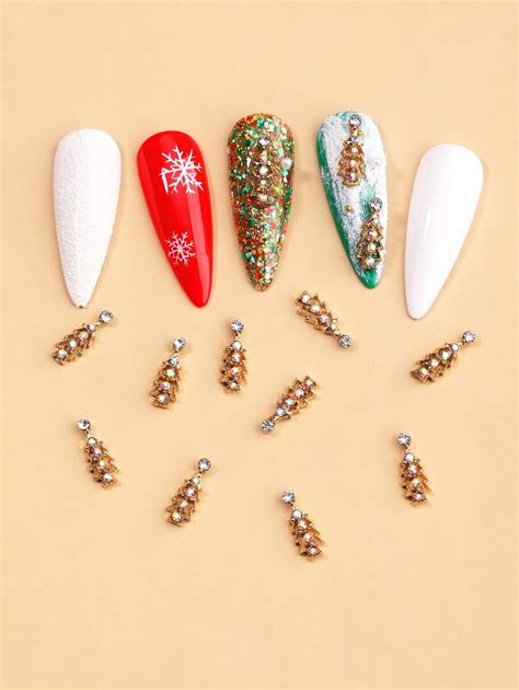 Christmas 10pcs Tree Shaped Nail Art Decoration | SHEIN USA