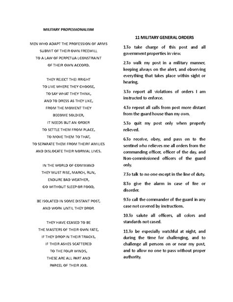 11 Military General orders - MILITARY PROFESSIONALISM MEN WHO ADAPT THE ...