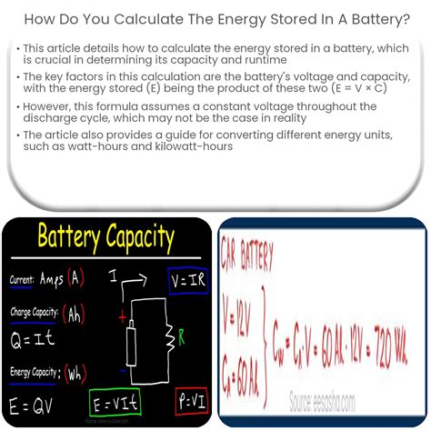 How do you calculate the energy stored in a battery?