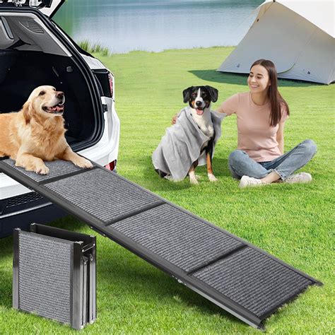 Dog Ramp, 180cm Long Folding Dog Ramps for Cars with Pet Blanket, Anti ...