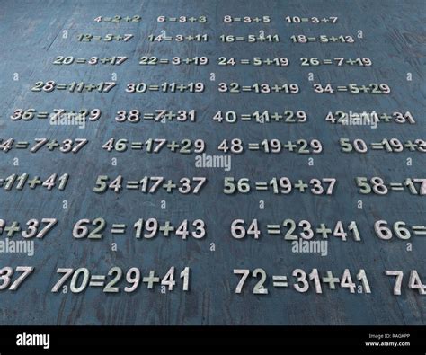 Goldbach's conjecture, illustration. The 18th century mathematician ...