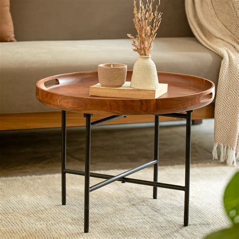 Ready-To-Assemble Wooden Coffee Table with Metal Stand – ellementry