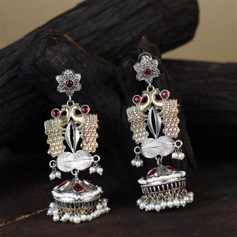 Noor-e-Jhumka Classic German Silver Earrings – iTokri आई.टोकरी