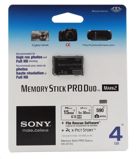 Amazon.com: Sony Memory Stick PRO Duo (Mark 2) Tarjeta de memoria 4 GB ...