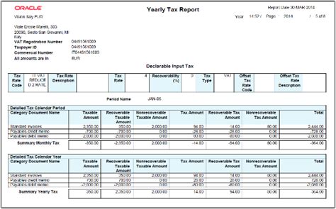 Yearly Tax Report