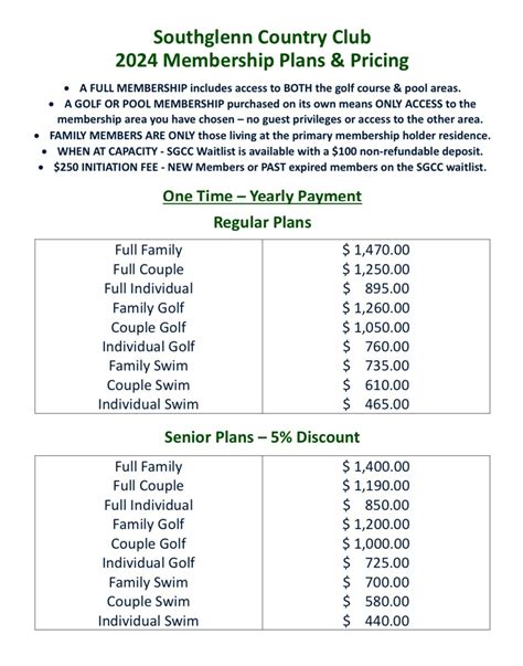Membership Info - Southglenn Country Club