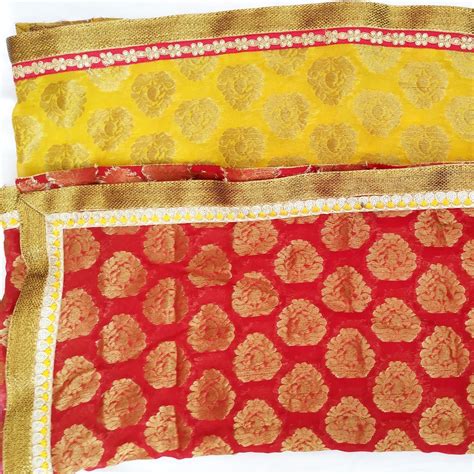 Mustard Red Mughal Banarsi Georgette Dupatta – anokherang