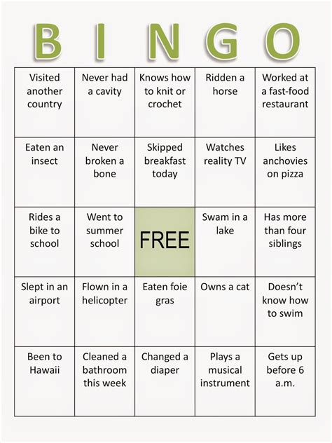 Printable Icebreaker Bingo