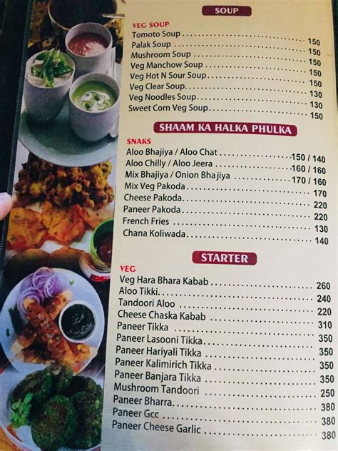 Menu at Sanaya Dhaba, Mumbai, NH 48