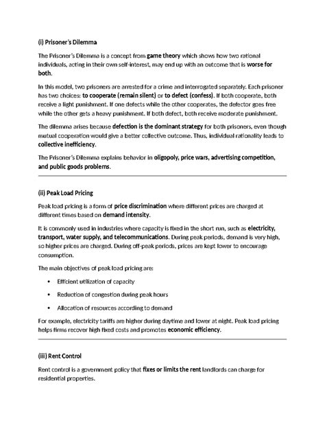 Eco Notes: Game Theory, Pricing Strategies & Market Dynamics - Studocu