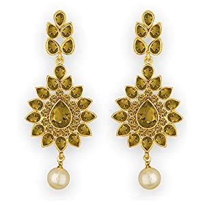 Spargz Traditional Floral Gold Plated Synthetic Stone Dangle Earring ...