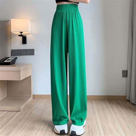 Sakmal Straight Leg Pants Women Lightweight Pleated High Waisted Floor ...