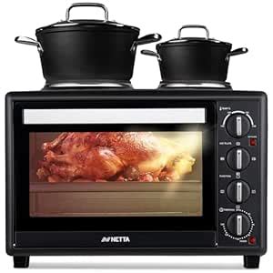 Netta 35L Mini Electric Oven with Double Hob, Multiple Cooking ...